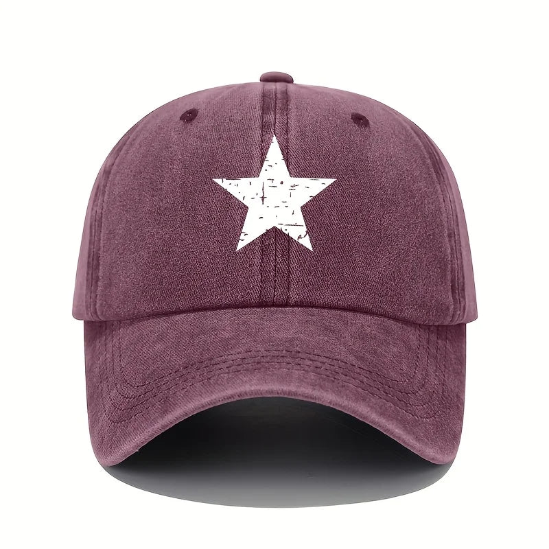 Star Print Baseball Cap Retro Lightweight Washed Cap Women's