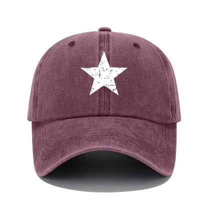 Star Print Baseball Cap Retro Lightweight Washed Cap Women's