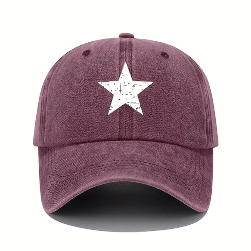 Star Print Baseball Cap Retro Lightweight Washed Cap Women's