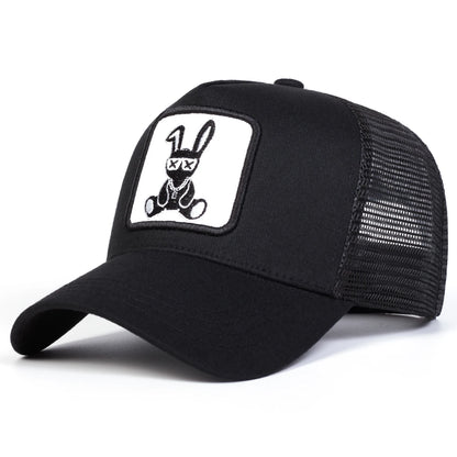 Unisex Cartoon Rabbit Embroidery Baseball Net Caps Spring and Summer