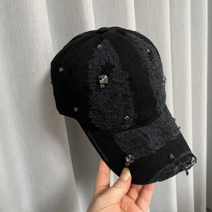 Rhinestone Distressed Baseball Cap