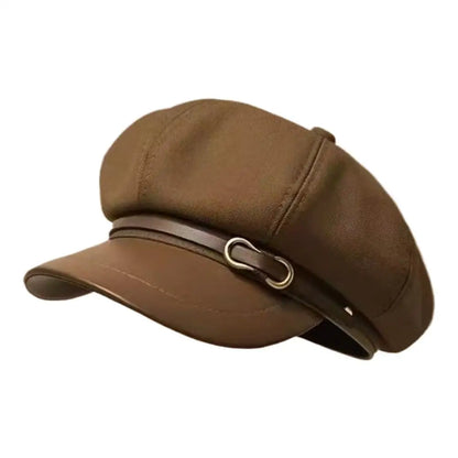 Retro British Style Beret For Women, Versatile Octagonal Newsboy Cap
