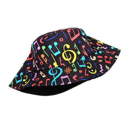 Fashion Musical Note Print Bucket Hat Unisex Casual Decorate Fisherman Caps