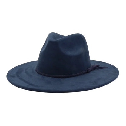 Malachite Green Suede Hat Wide Brim Fedora Hat Men Women Autumn Winter