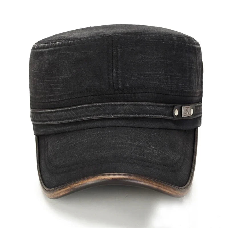 Leather Brim Washed Distressed Cotton Adjustable