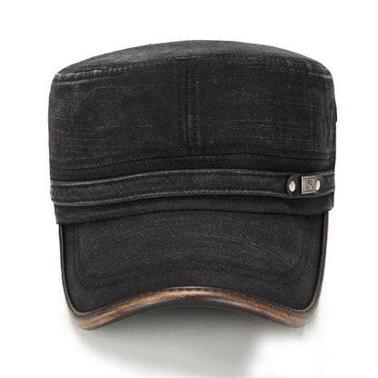 Leather Brim Washed Distressed Cotton Adjustable
