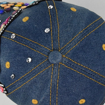Queen Rhinestone Denim Baseball Caps Breathable