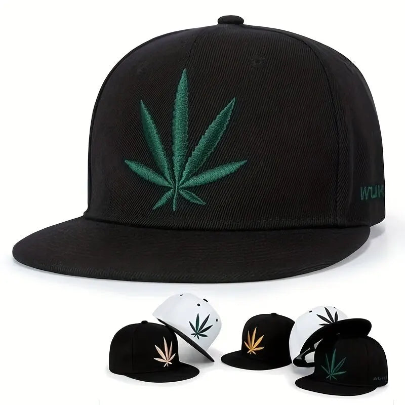 Unisex Plant Embroidery Hip-Hop Hats Outdoor Adjustable