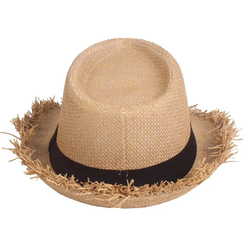 Straw Sun Hat Casual Breathable Cowboy Wide Brim Jazz Hat