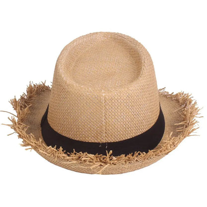 Straw Sun Hat Casual Breathable Cowboy Wide Brim Jazz Hat