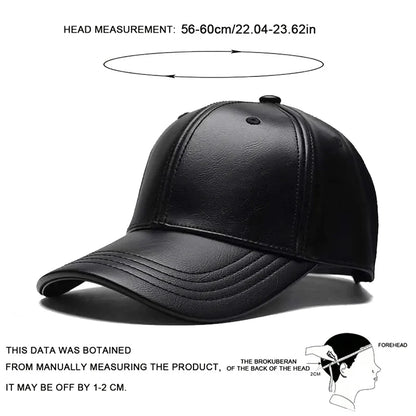 Unisex Solid Men Women Baseball Cap PU Leather