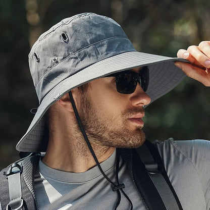 New Men's Wide Brim Sun Hat - Waterproof UV Protection Safari Bucket Hat
