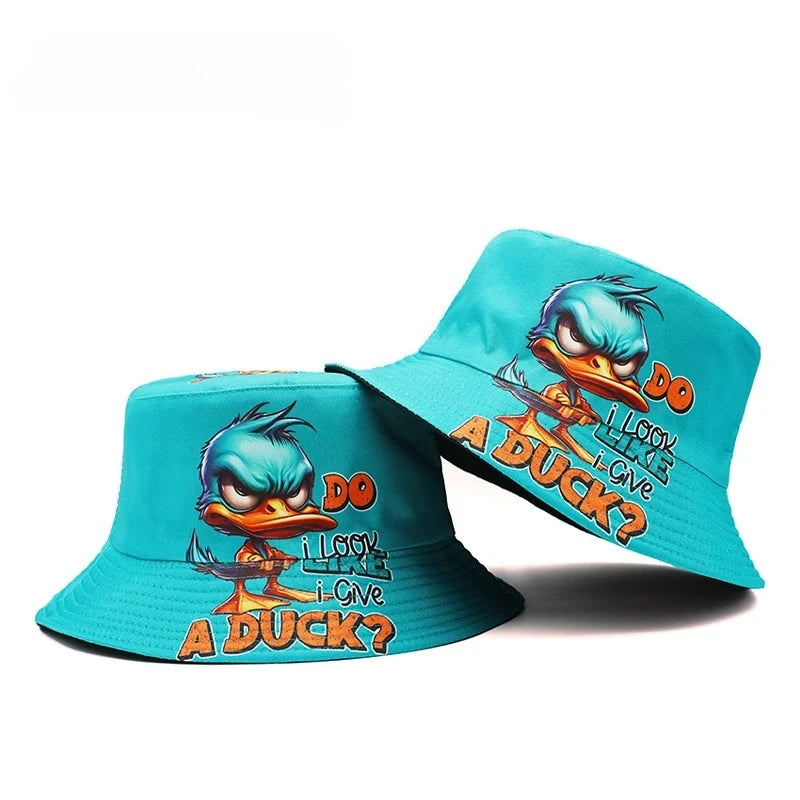 Bucket Hat Cartoon Duck Print Pattern Fisherman Hats Fashion Design Panama Cap for Men and Woman
