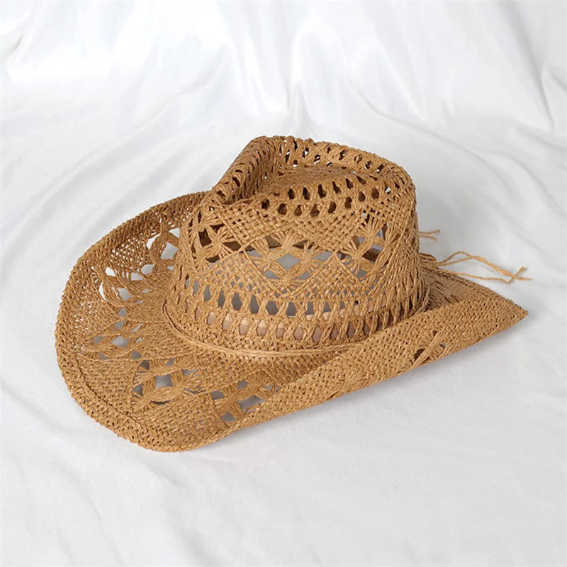 Vintage Summer Beach Bohemian Straw Hat Shell Women Men