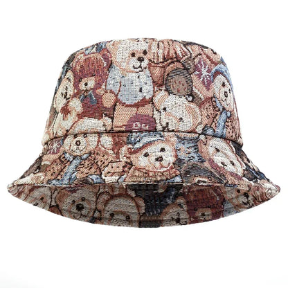 Unisex Little Bear Full Print Personality Bucket Hats