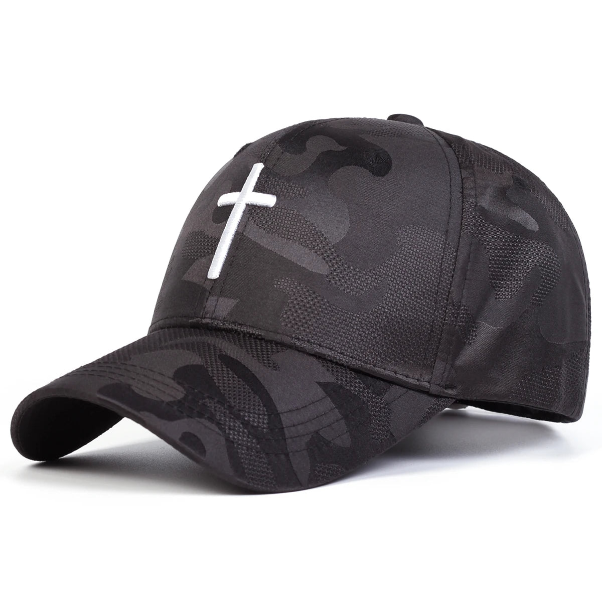 Unisex Cross Embroidery Camouflage Baseball Caps