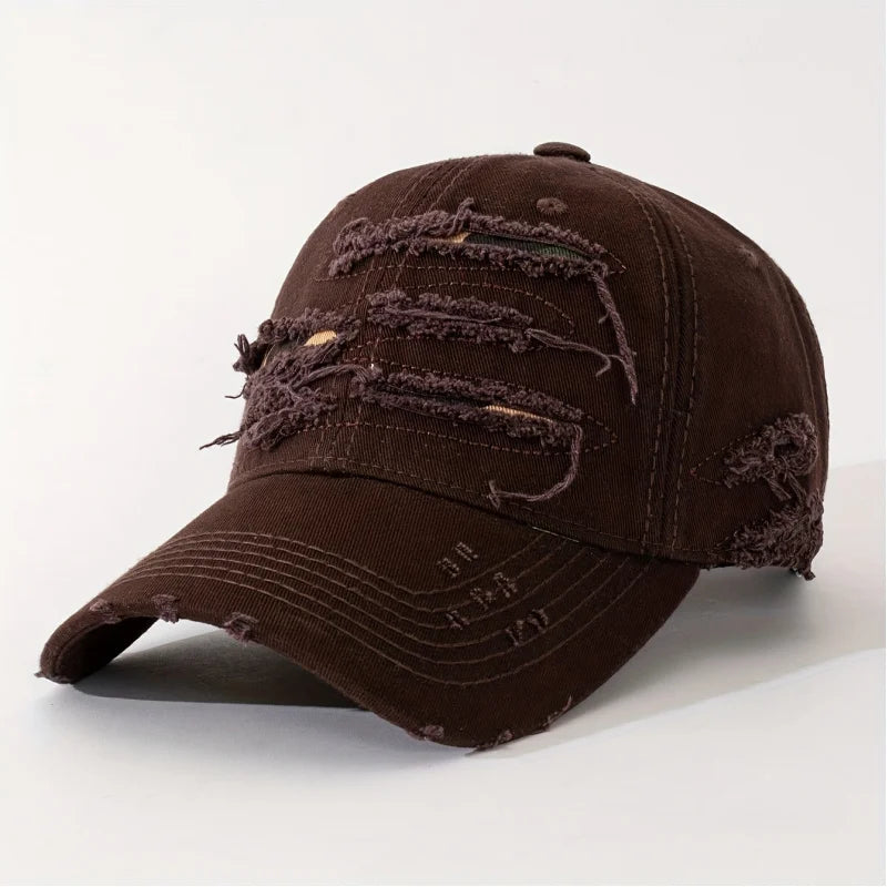 Street Distressed Hole Multi-Layer Fabric Baseball Cap