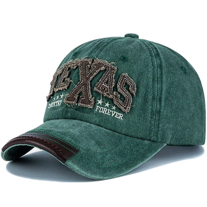 Unisex Vintage Classic Baseball Cap Texas Letter Embroidery For Man Women