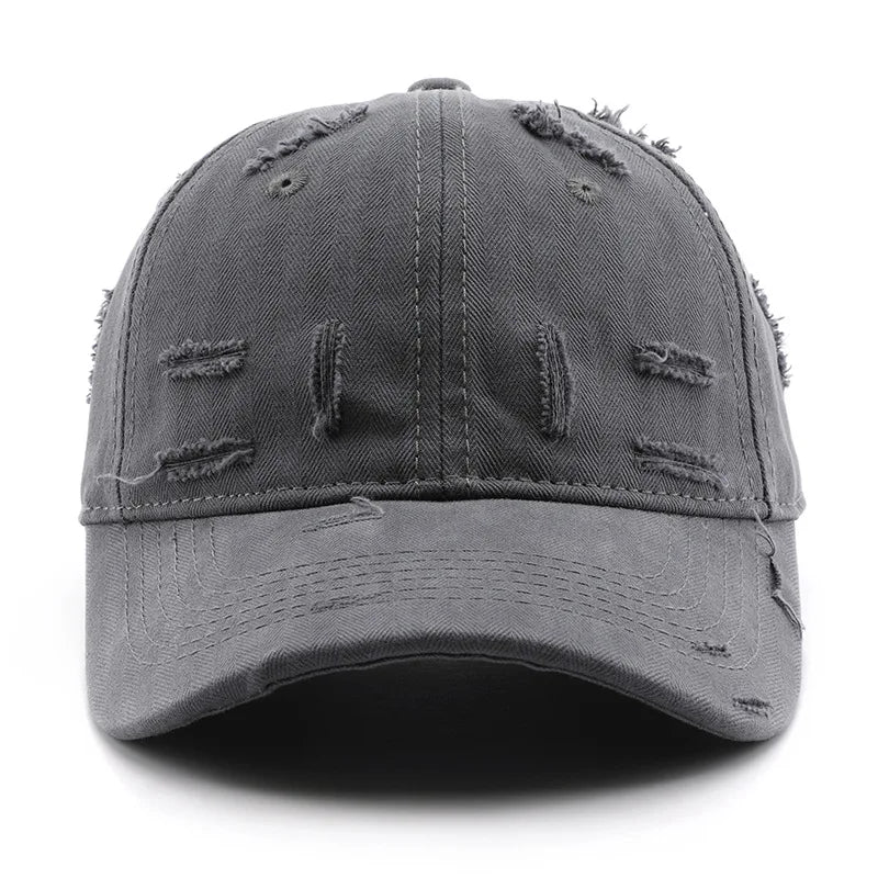 Vintage Distressed Baseball Cap, Casual Adjustable Cotton Hat