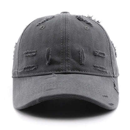 Vintage Distressed Baseball Cap, Casual Adjustable Cotton Hat