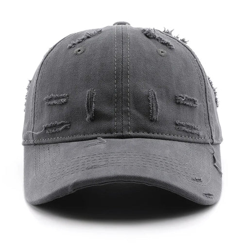 Vintage Distressed Baseball Cap, Casual Adjustable Cotton Hat