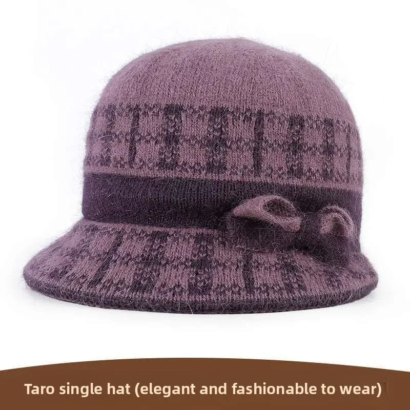 Elderly Women Plush Thick Warm Hair Cap
