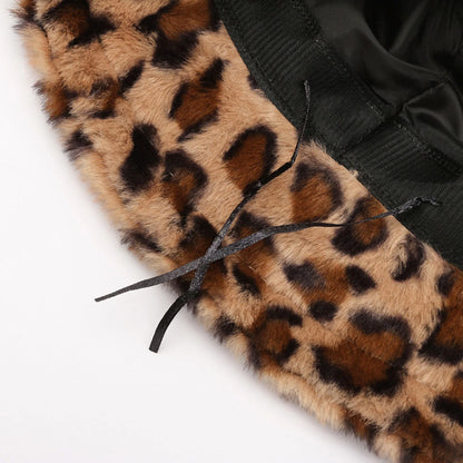 Leopard Fuzzy Bucket Hat For Women