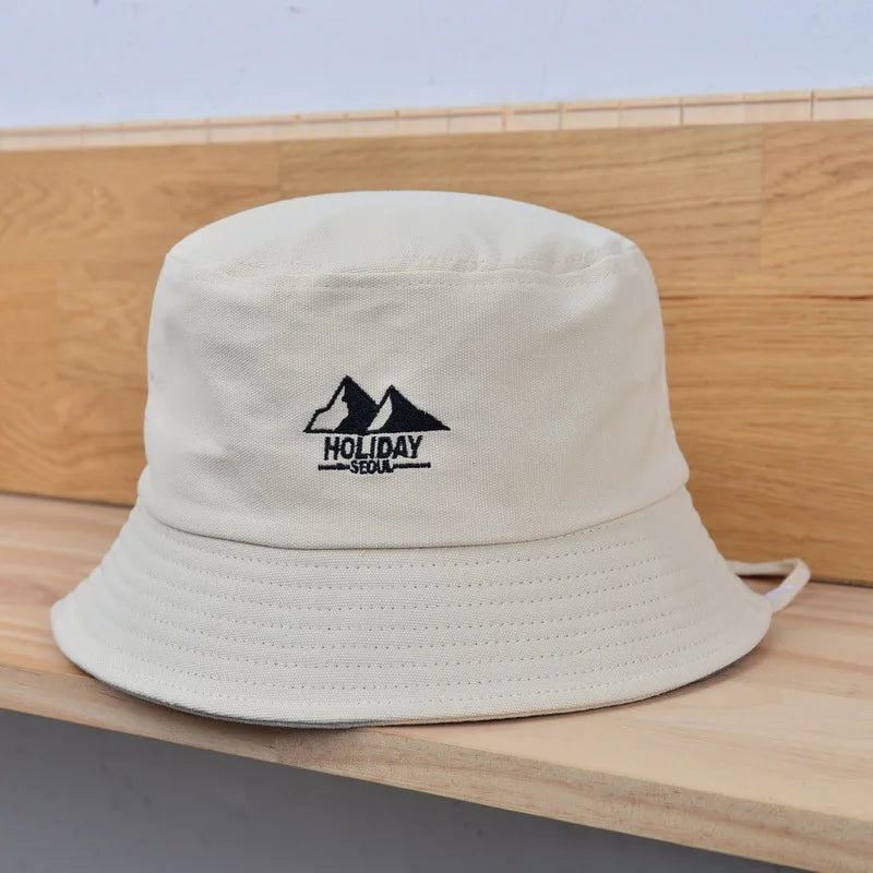 Embroidery Cotton Bucket Hat For Men Summer