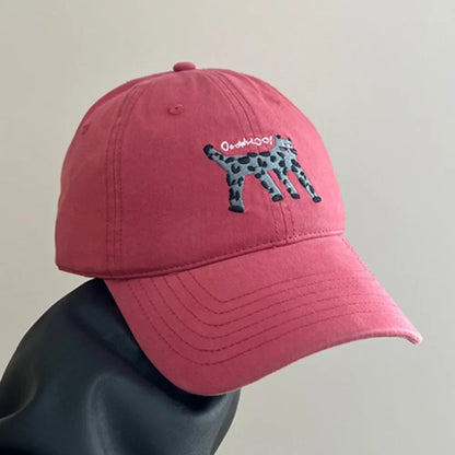 Retro Embroidered Embroidery Baseball Cap Spotted Cat Peaked Cap
