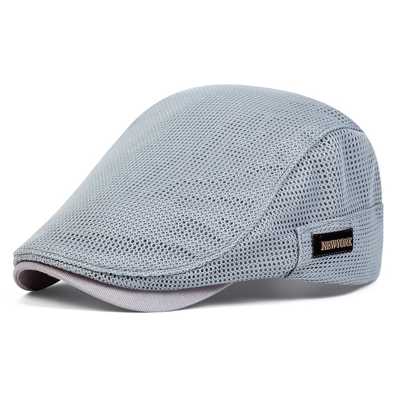 Men New York Label Mesh Breathability Newsboy Caps