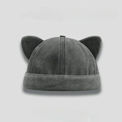 Cute Sweet Cat Ears Brimless Hat Personality Casual Solid Color Beanie Hat Cotton