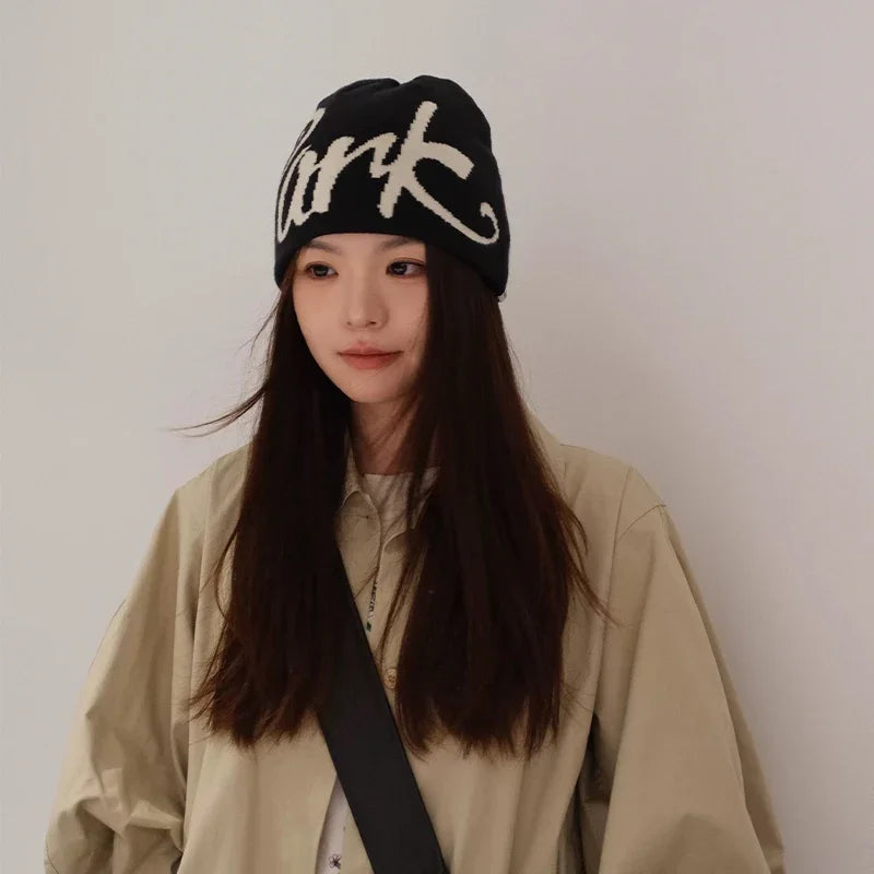 Color Block Letter Wool Knitted Hats
