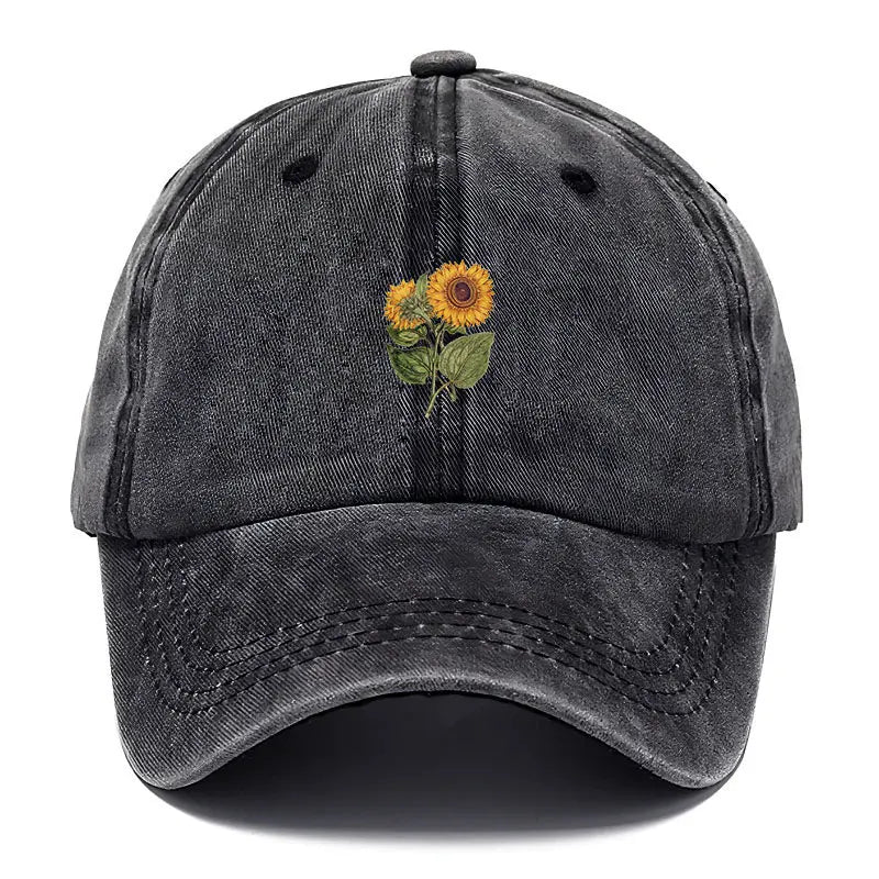 Trendy Sunflower Embroidery Snapback Cap