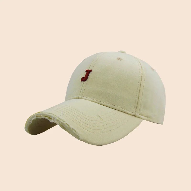 Retro Washed Baseball Cap With Letter Embroidery Sun Protection Casual Hat