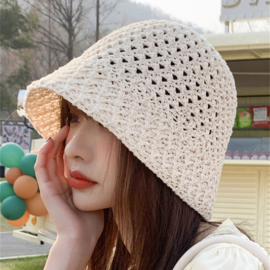 Summer Hiking Fisherman Hat Hollow Out Thin Breathable Sun Hat