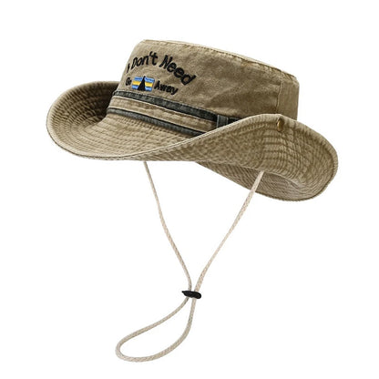 Unisex Washed Denim Bucket Hats Women Fisherman's Hat Letter Embroidery Bob Caps