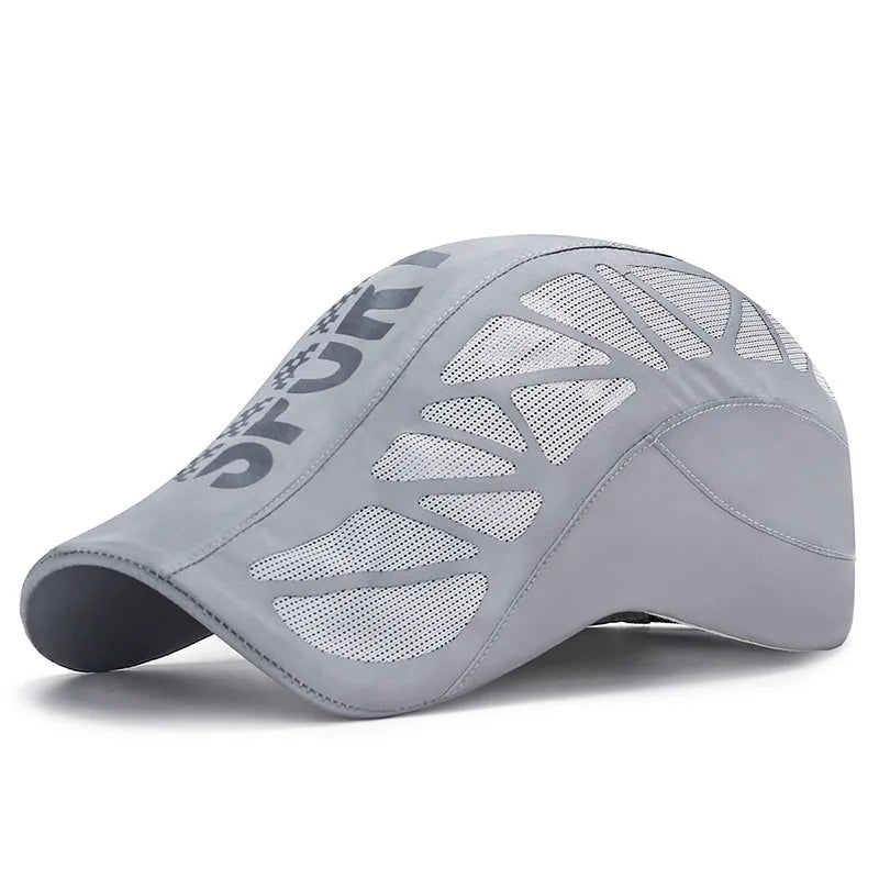 Unisex Breathable Mesh Flat Cap Quick Dry