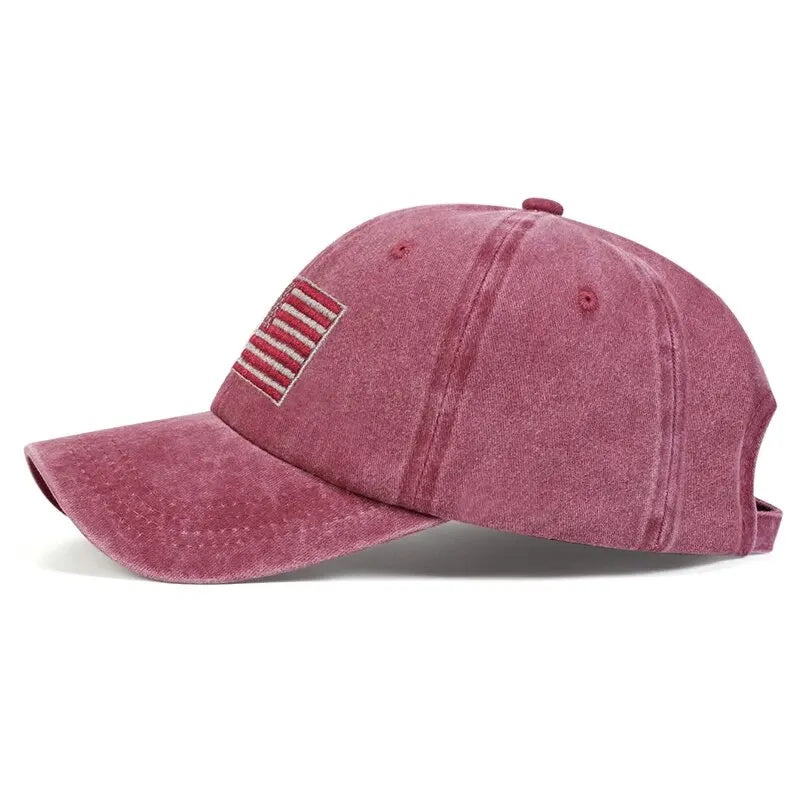 Unisex American Flag Embroidery Wash Baseball Caps Spring and Autumn Outdoor