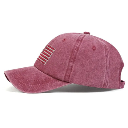 Unisex American Flag Embroidery Wash Baseball Caps Spring and Autumn Outdoor