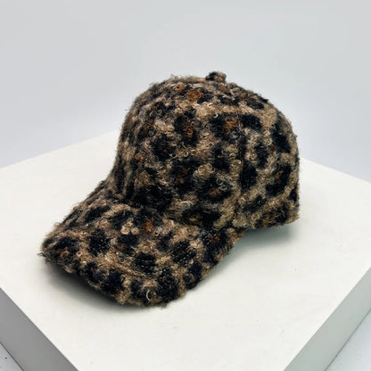 Check Leopard Print Baseball Hats Sunshade Retro Warm