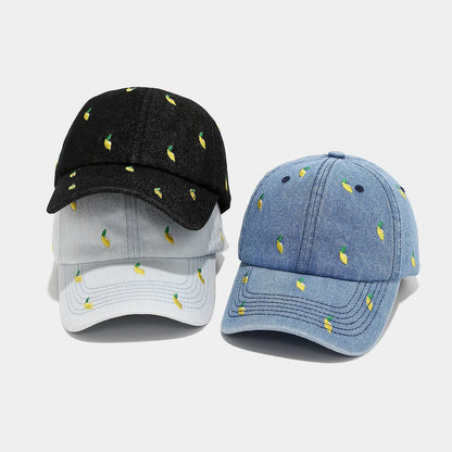 Lemon Summer Blue Denim Baseball Caps