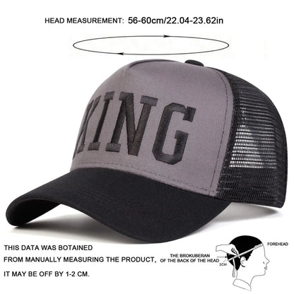 Unisex King Letter Embroidery Baseball Net Caps Spring and Summer