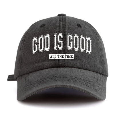 God Is Good Printed Water Washed Baseball Hat Simple