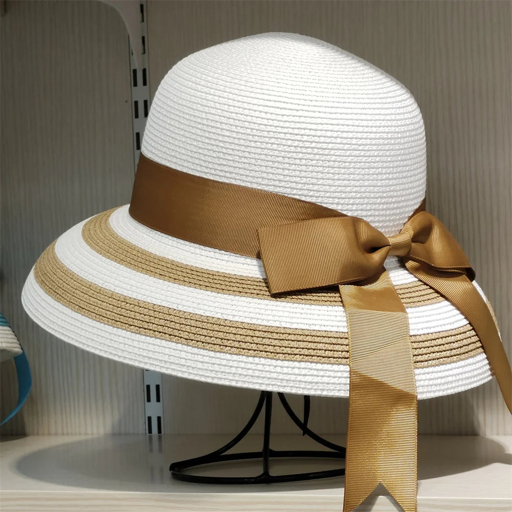 Woolen Rhinestone Solid Color Basin Hat Leisure Outdoor Beach Sun Hat
