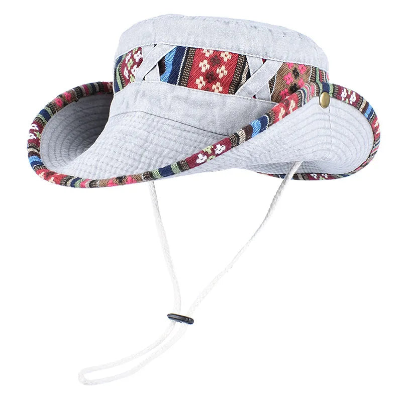 2026 Summer Bucket Hat With Wind Rope Women Man Vintage