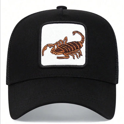 Unisex Scorpion Embroidery Baseball Net Caps Spring and Summer