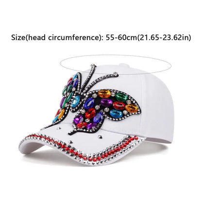 Casual Butterfly Diamond Baseball Cap Adjustable Visors
