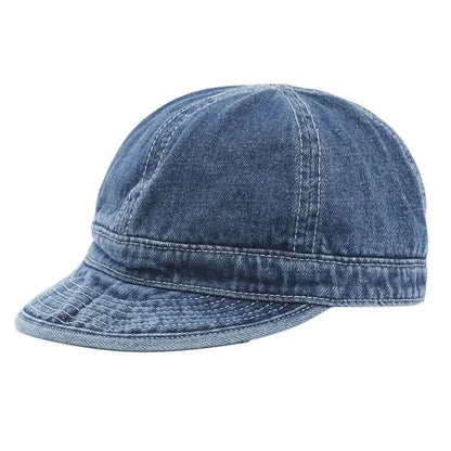 Short Brim Full Closed Soft Top Denim Fitted Caps Hats