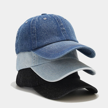 Vintage Washed Cotton Baseball Cap Men Women Denim