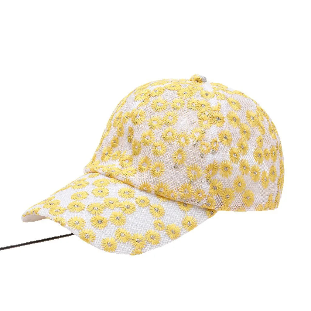 Versatile Water-Washed Lace With Sequins Duckbill Hat